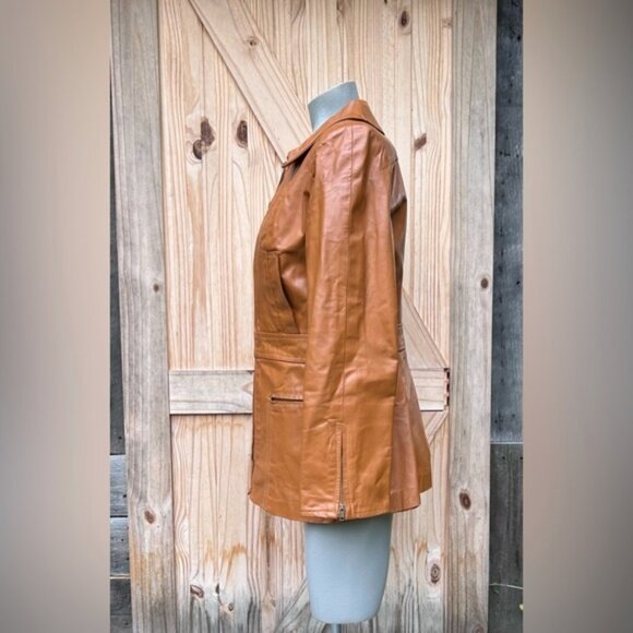 Vintage 70s Animal Crackers Camel Tan Genuine Leather Boho Hippy Jacket~M~ - Picture 3 of 6
